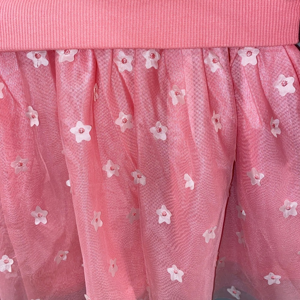 NWT Girls Size 8 Cozy Sweatshirt Dress Pink Floral Mesh Skirt Long Sleeves Sweet - Picture 3 of 5